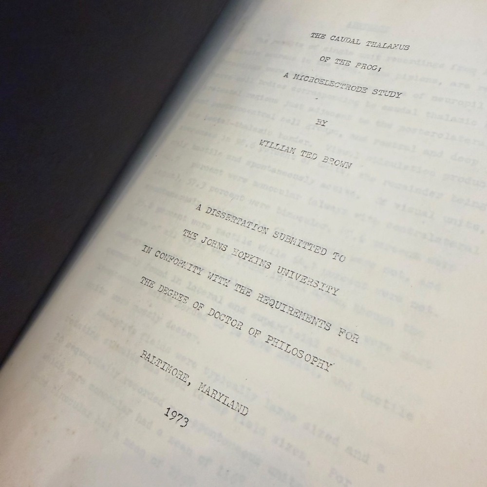 William Ted Brown The Caudal Thalamus of the Frog Dissertation 1973 Vintage Book